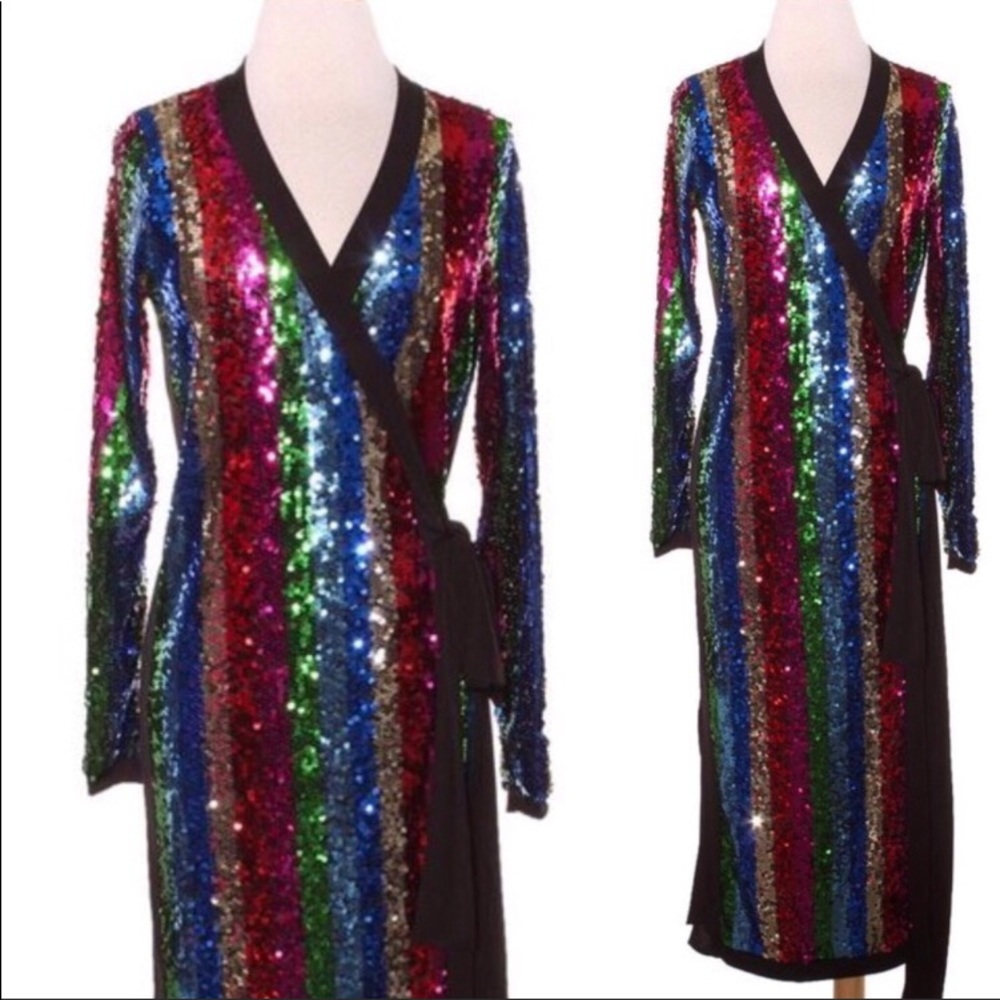 Rainbow Sequin Wrap Dress